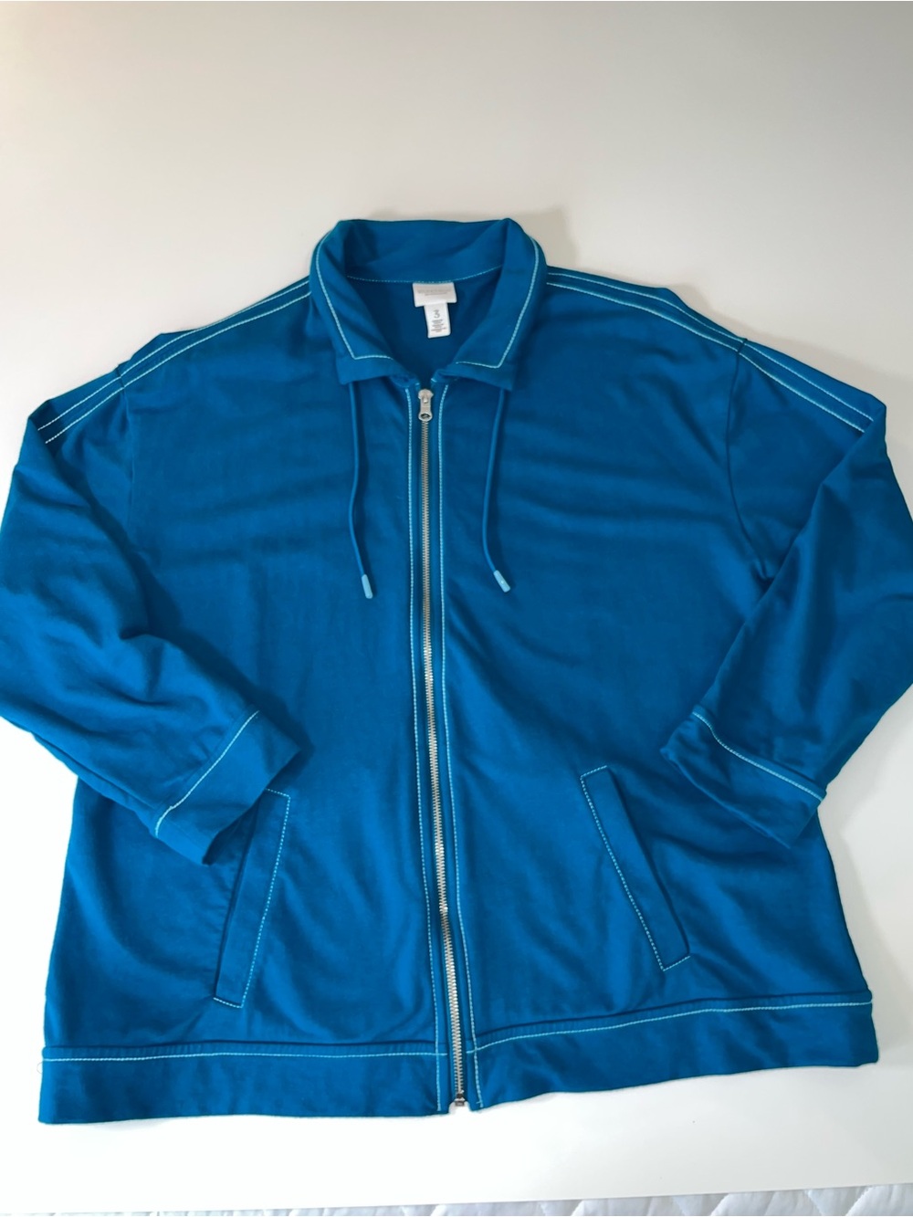 Weekends by Chico’s Blue Perfect Stretch Zip Front Jacket Size 3 / XL - Picture 4 of 9